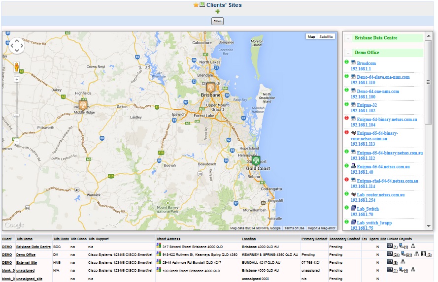 network sites on google map